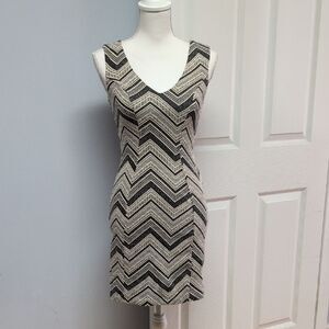 Chelsea & Violet Black and Tan Chevron Tank Dress Size XS